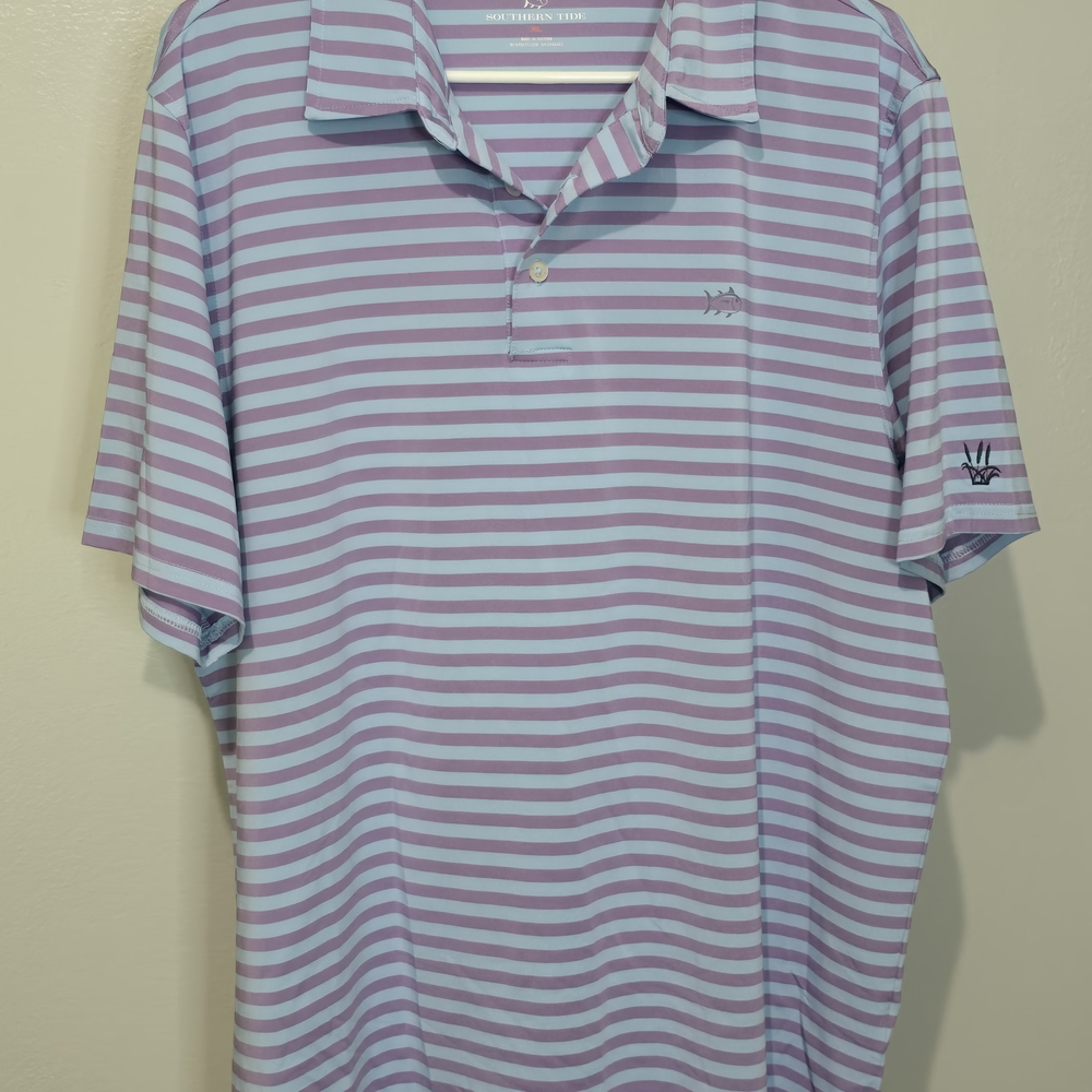 Southern Tide Polo Shirt Mens XL Purple Blue Striped Golf Beach